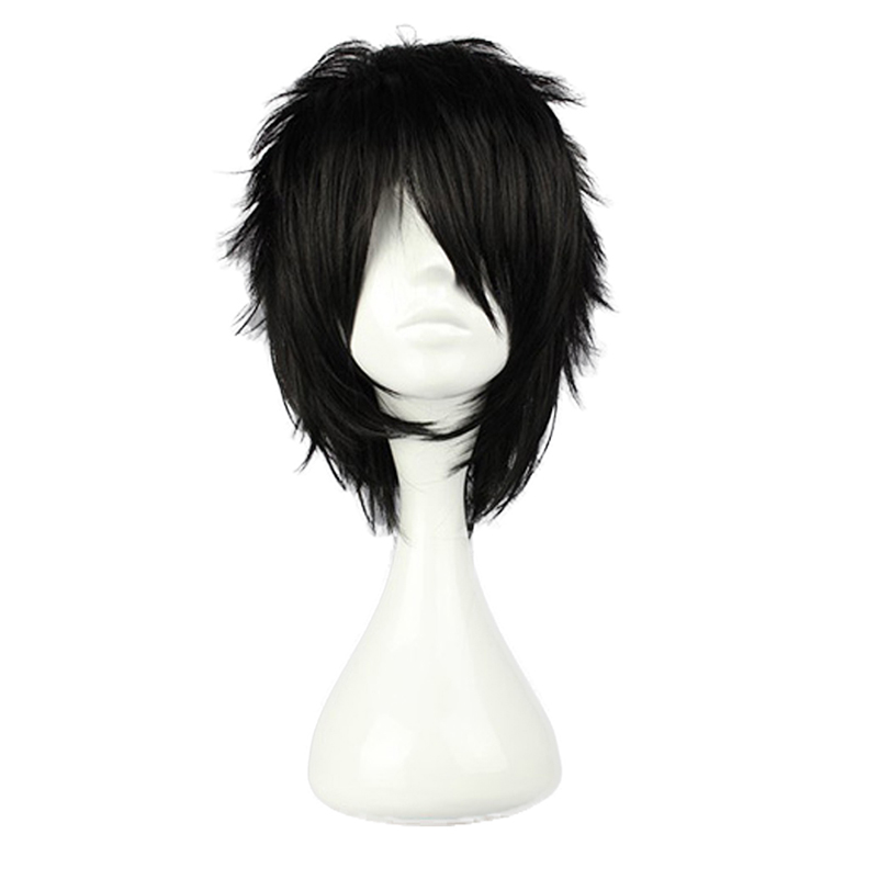 Mens Anime Death Note L Cosplay Costume Wig Short Black Heat Resistant Llawliet Character Cosplay Wig With Cap - 1