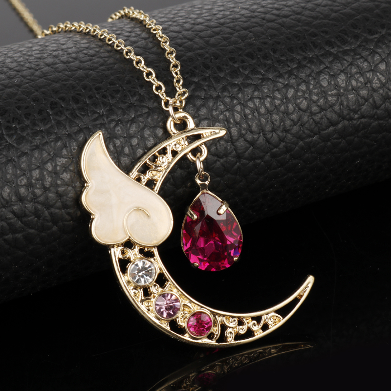 Dongsheng Sailor Moon Anime Cosplay Necklace Romantic Wing Charm Pendant Womens Cardcaptor Sakura Jewelry - 8