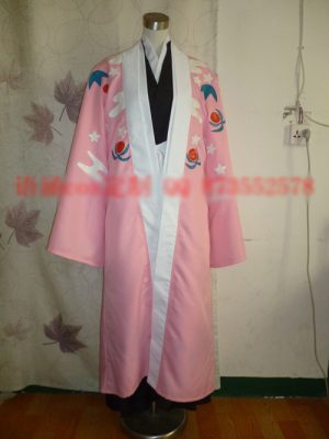 Bleach Kyoraku Shunsui Cosplay Outfits Custom Made Unique Printing Robe Outfit Kimono With Pink Printting Coat - 2