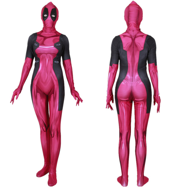 Lady Deadpool Pink Cosplay Costume Zentai Bodysuit Suit Jumpsuits