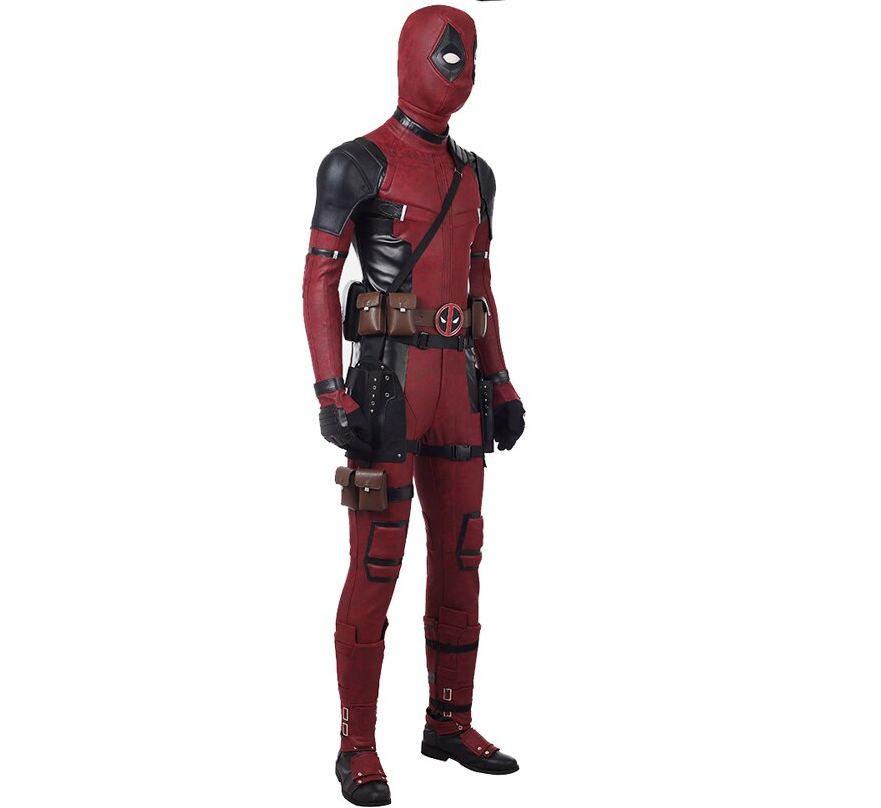 Cosboom Deadpool 2 Costume Wade Wilson Cosplay Adult Men's Halloween Superhero Red Jumpsuit