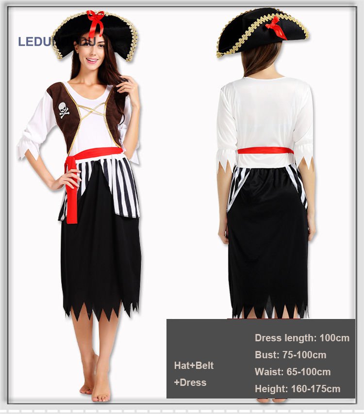 Womens Pirates Of The Caribbean Cosplay Costume Adult Fancy Dress For Halloween Carnival Parties - 21