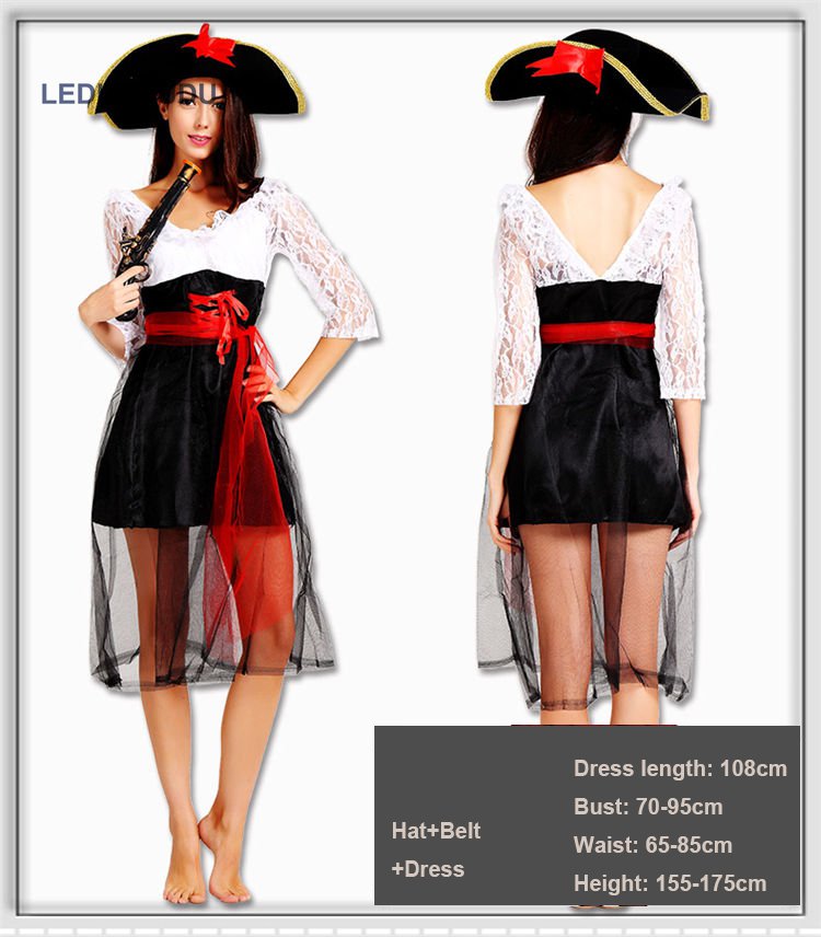 Womens Pirates Of The Caribbean Cosplay Costume Adult Fancy Dress For Halloween Carnival Parties - 4