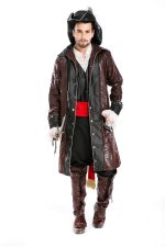 Pirates The Caribbean Jack Sparrow Costume Halloween Cosplay Captain Clothing Adult Men Party Uniforms Set - 2