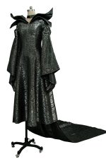 Movie Maleficent Angelina Jolie Cosplay Black Dress Costume Version B Women Halloween Carnival Men Full Set - 3