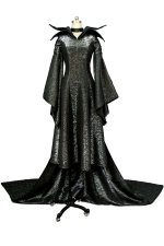 Movie Maleficent Angelina Jolie Cosplay Black Dress Costume Version B Women Halloween Carnival Men Full Set - 2