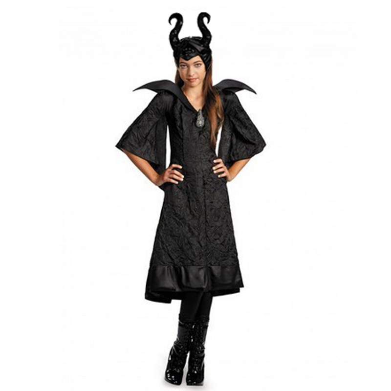 Deluxe Childrens Maleficent Costume For Halloween Party Princess Aurora Witch Cosplay Sleeping Beauty Outfit - 2