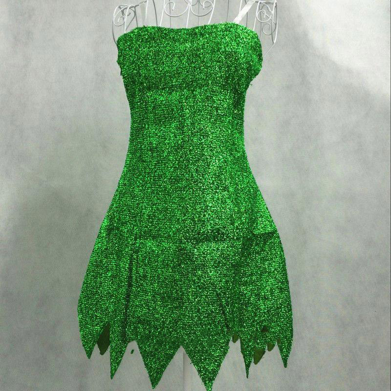 Green Tinker Bell Pixie Fairy Cosplay Mini Dress Sexy Halloween Costume Excludes Wings - 7