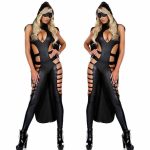 The Darkside Famous Movie Character Costume Black Vinyl Leather Cut Out Catsuits Sexy Cosplay Halloween Women - 4