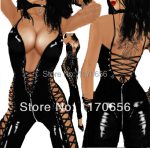 Lowest Price Costume Women Pvc Jumpsuit Latex Faux Leather Party Cosplay Catsuit Ship - 2