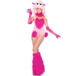 Lovely Cotton Candy Furry Monster Costume Adult Rose Novelty Halloween Women Sexy Disfraces Adultos W408560 - 3