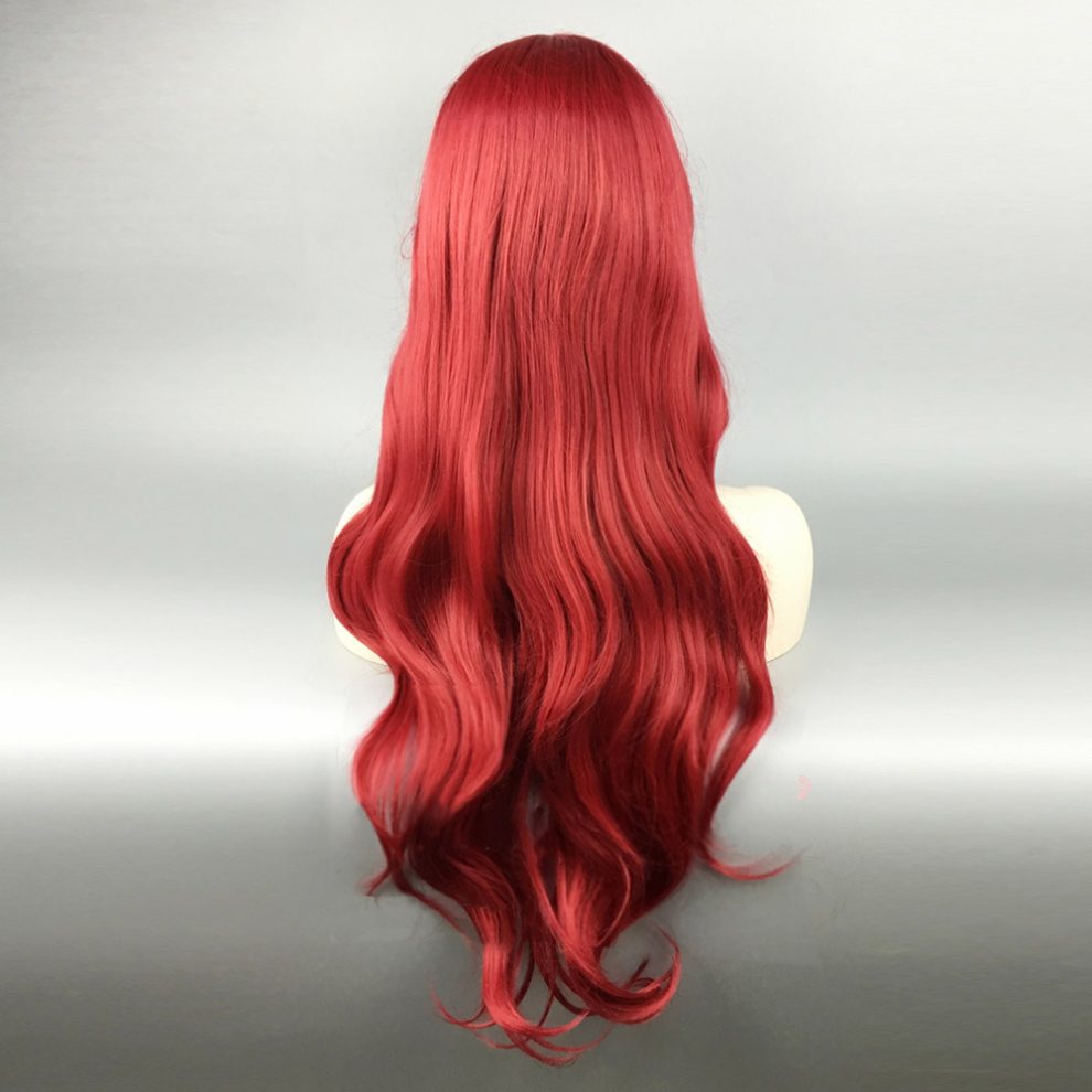The Little Mermaid Ariel Cosplay Dark Red 70cm Long Curly Wavy Hair ...