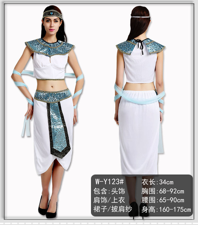 Egyptian Pharaoh Costume Cleopatra Dresses For Women Mens Halloween Party Cosplay Adult Performance Stage Outfits - 12