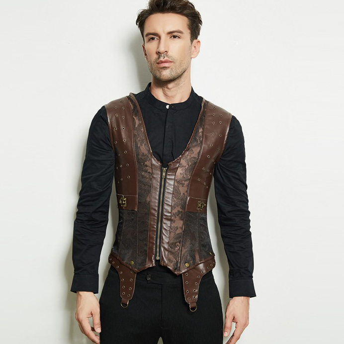 Medieval Costume Halloween Cosplay Huntress Men Knight Corset Armor Gothic Vintage Steampunk Funcy Disguise Zipper Clothing - 6