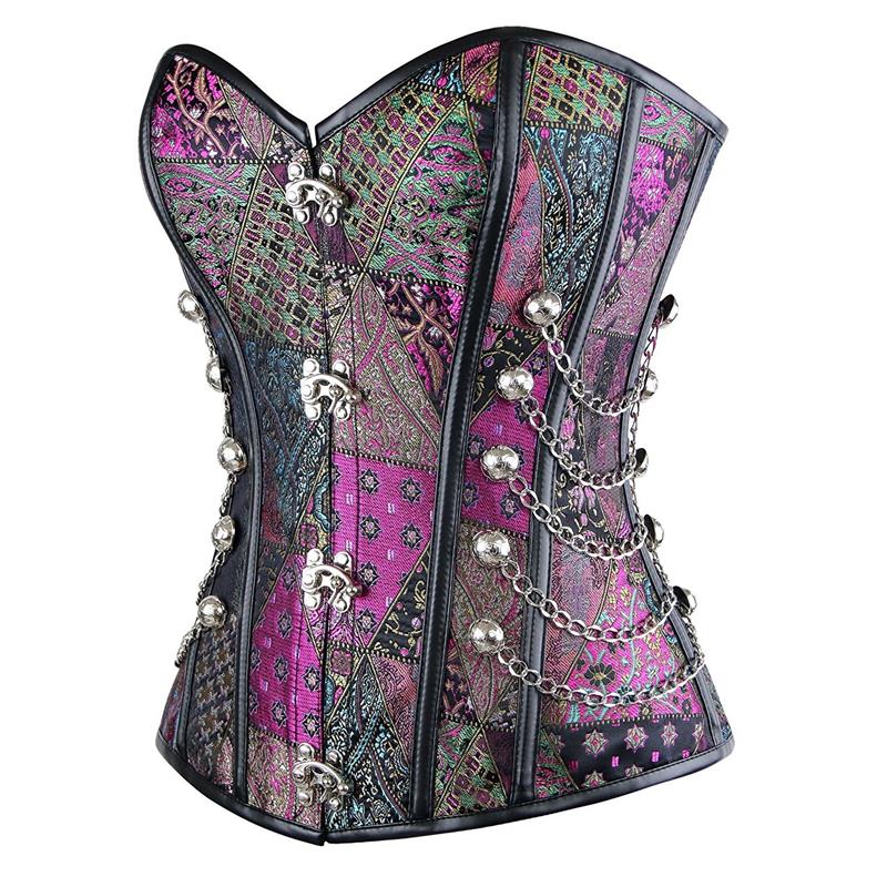 Cosplay Medieval Vintage Luxury Sexy Lingerie Tights Court Embroidered Purple Steampunk Punk Gothic Corset Women - 3