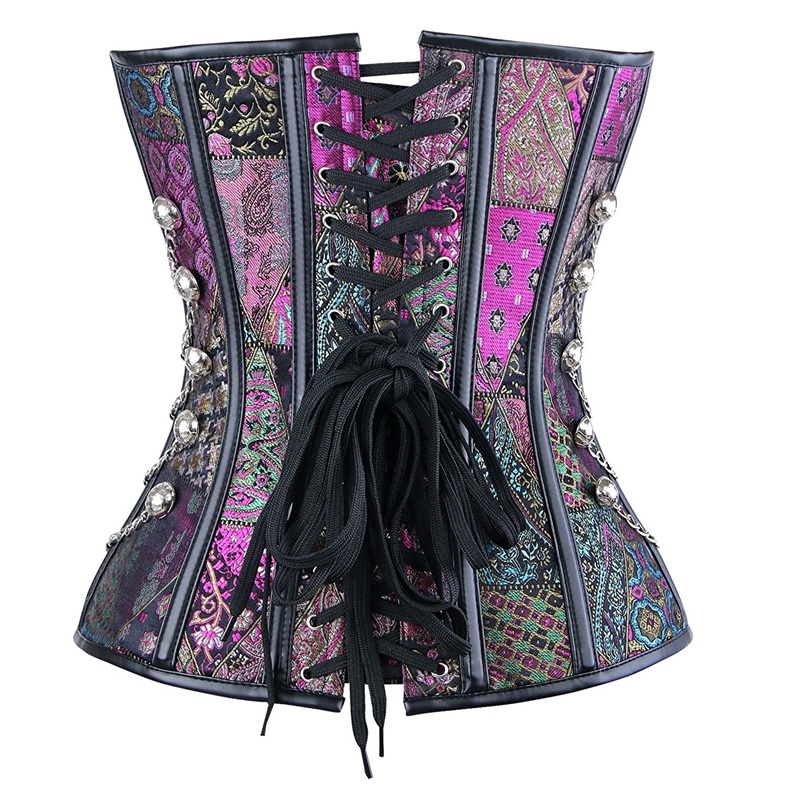 Cosplay Medieval Vintage Luxury Sexy Lingerie Tights Court Embroidered Purple Steampunk Punk Gothic Corset Women - 2