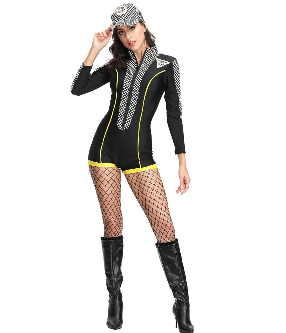 Sexy Women Super Car Grid Racing Driver Costumes Race Clothing