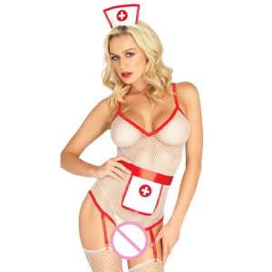 Daininus Sexy Lingerie Women Roleplay Fancy Bedroom Nurse Costume Outfit Dress Hat Costumes Clothing