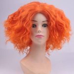 Alice In Wonderland 2 Mad Hatter Cosplay Wig Tarrant Hightopp Orange Short Curly Heat Resistant Synthetic Hair Wigs Cap