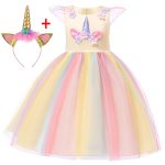 Unicorn Party Girls Toddler Kids Christmas Dresses Elegant Princess Dress Children Costume Cinderella Snow White 3-10t - 4