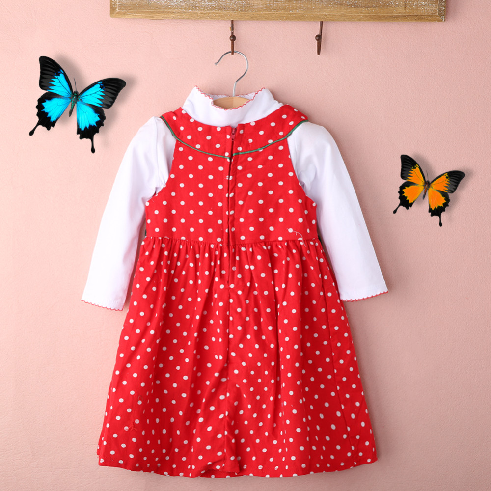 Girls Christmas Dress Kids Long Sleeve Polka Dot Holiday Childrens Fashion Clothing - 4