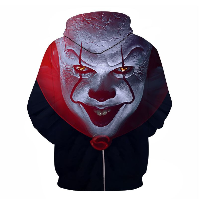 Stephen Kings It Movie Pennywise Clown Joker Cosplay Hoodie Halloween Sweatshirt Costume Horror Film Apparel - 21