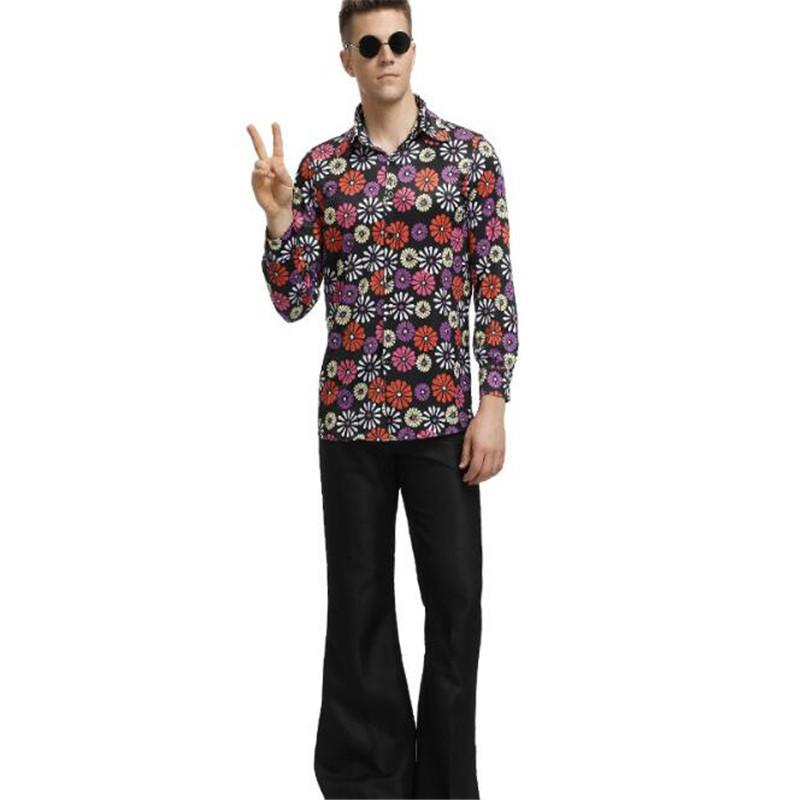 Halloween Carnival Party Adult Cosplay Floral Hip Hop Singer Couple Costume 90's Vintage Performance A961 - 5