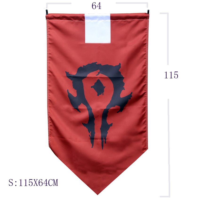 World Of Warcraft Alliance Horde Cosplay Prop Blue Red Dacron Banner Flag For Home Decor - 3