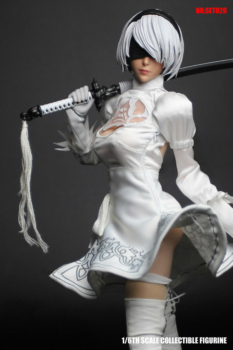 Nier Automata 2b Yorha 16 Scale Cosplay Model Sexy Female Figure White Costume 12 Pale Action Head Detailed Collectible - 8