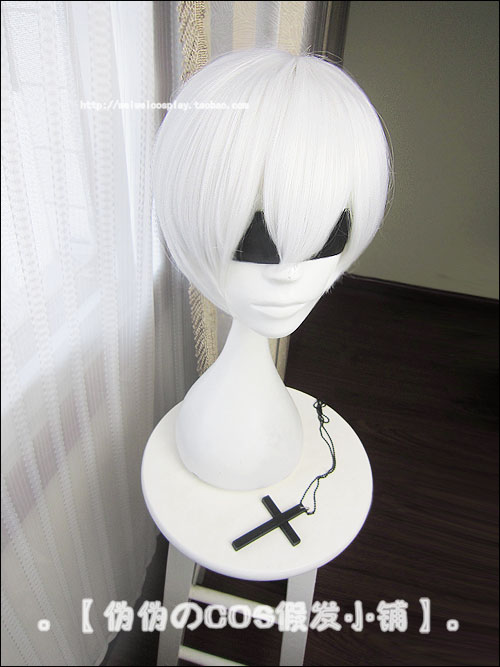 Nier Automata 9s Yorha No9 Cosplay Wig Heat Resistant Short White Black Ribbon Wistalia Model S Costume Accessory - 2