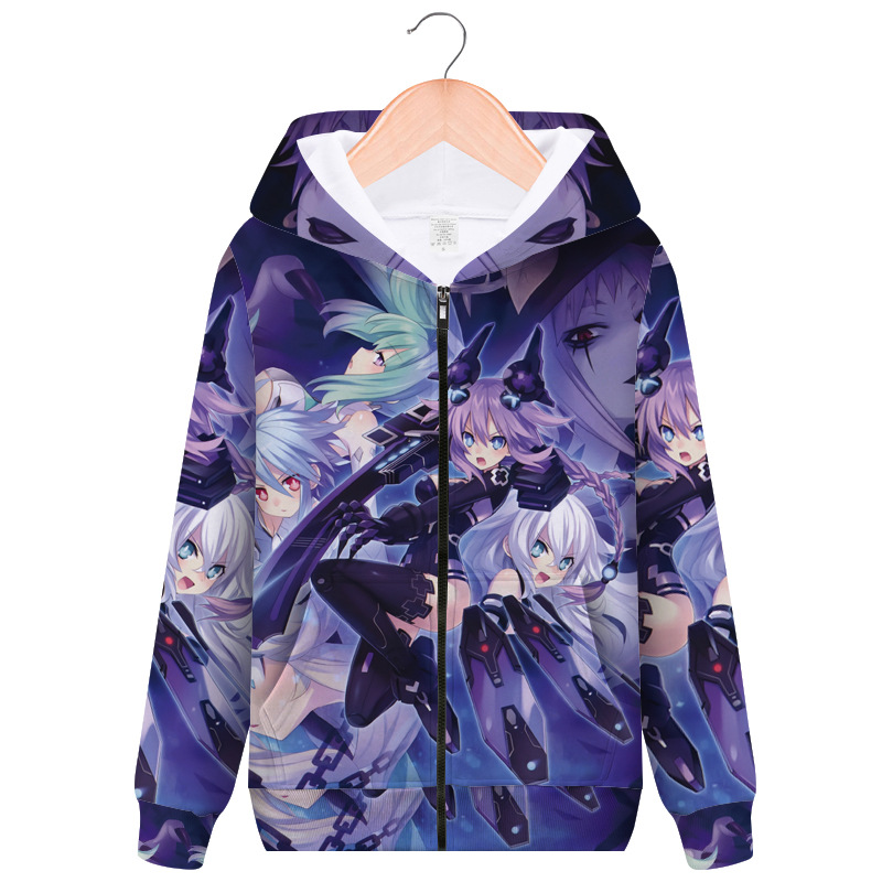 3d Printed Hyperdimension Neptunia Neptune Nepgear Cosplay Hoodie Mens Womens Zipper Sweatshirt Jacket With Hood - 10