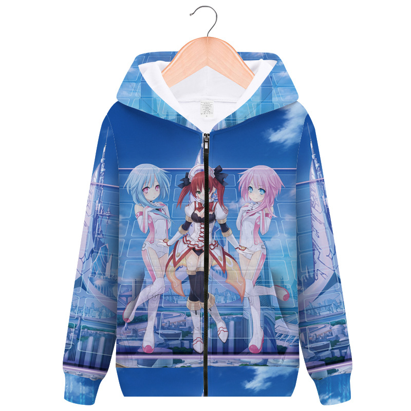 3d Printed Hyperdimension Neptunia Neptune Nepgear Cosplay Hoodie Mens Womens Zipper Sweatshirt Jacket With Hood - 4