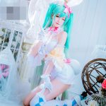 Vocaloid Cosplay V Girl Snow Miku Rabbit Ears Princess Costume Dress Pink Halloween Costumes Women - 3