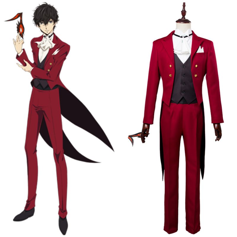 Persona 5 Joker Kurusu Akira Cosplay Costume Ren Amamiya Red Suit Halloween Party