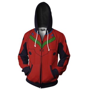 Anime Neon Genesis Evangelion Costumes Asuka Langley Soryu Hoodies Jackets Cosplay 3d Printed Zipper Hoodie Sweatshirts - 2