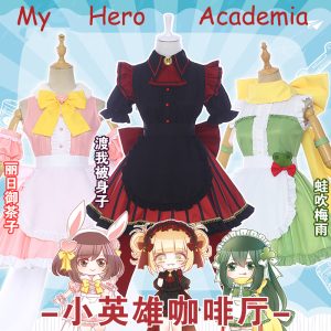 Anime My Hero Academia Himiko Toga Ochaco Uraraka Asui Tsuyu Jirou Kyouka Yaoyorozu Momo Cafe Maid Dress Cosplay Costume