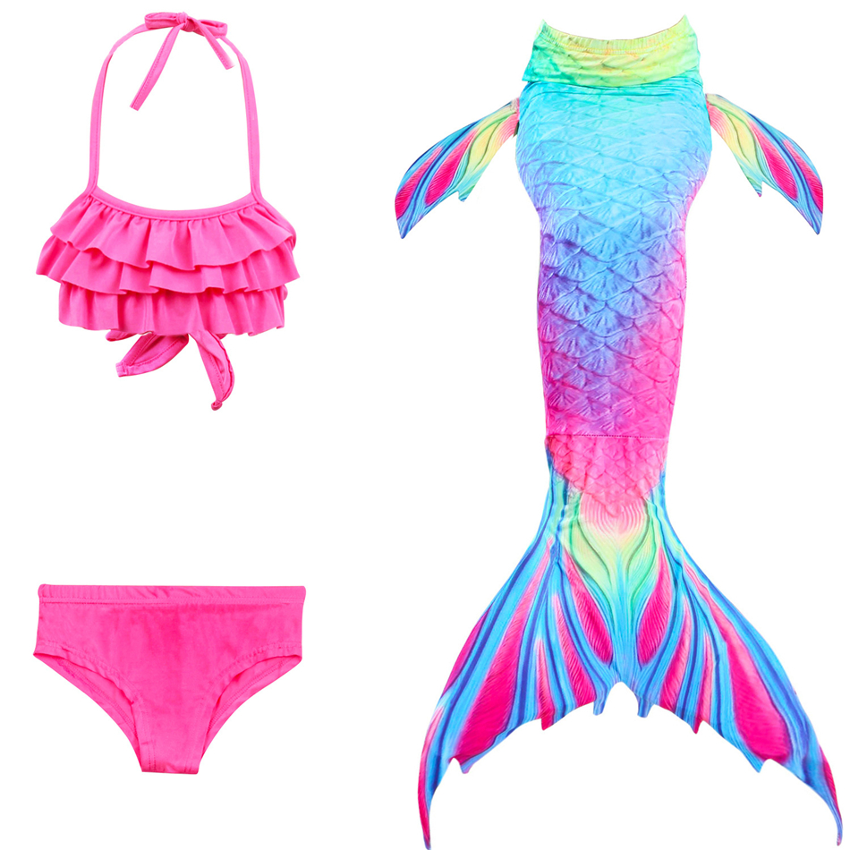 Kids Mermaid Costume 23color Girls Swimsuit Fairy Tale Halloween Cosplay Swimming Bikini Set 110150cm - 4