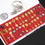 28pcs Anime Fairy Tail Cosplay Lucy Heart Celestial Spirit Gate Key Chain Necklace Pendant Metal Keys