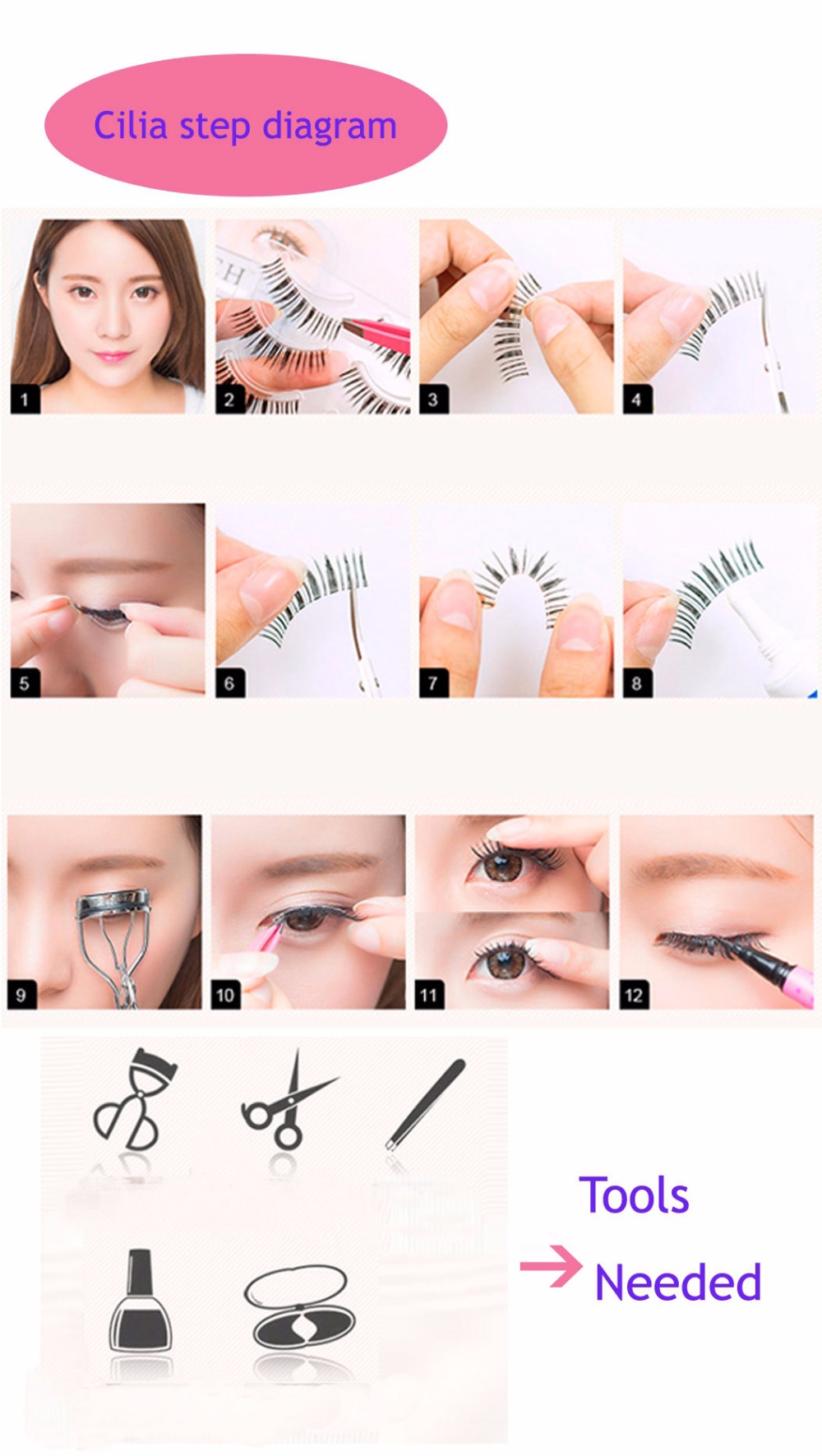 kmilro Manga Lashes Clear Band False Eyelashes 7 Pairs Anime