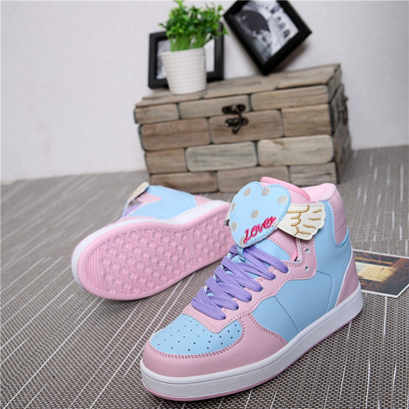 Anime Harajuku Lolita Womens High Top Shoes Little Twin Star Cartoon Casual Sneaker - 10