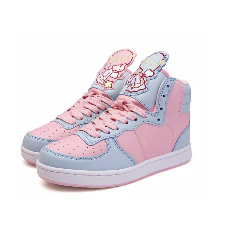 Anime Harajuku Lolita Womens High Top Shoes Little Twin Star Cartoon Casual Sneaker - 6