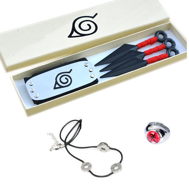 Anime Kakashi Cosplay Accessory Set Headband Itachi Akatsuki Ring Necklace Handheld Ninja Sword Collectible Toys - 14