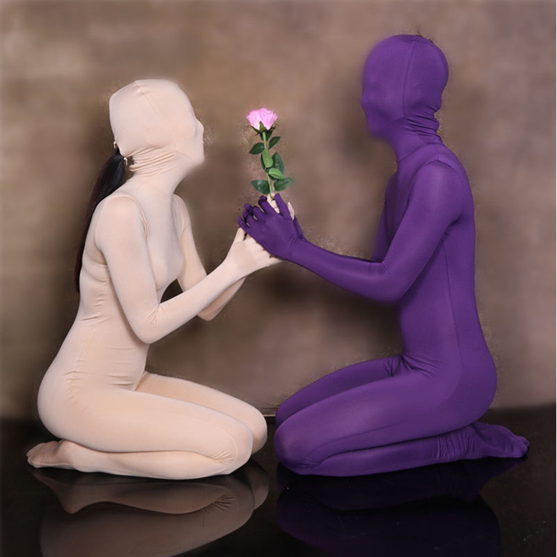 Plus Size High Elastic Long Sleeve Bodysuit Stage Theatre Performance Cosplay Costume Full Coat One Piece Tights Zentai Overalls - 3