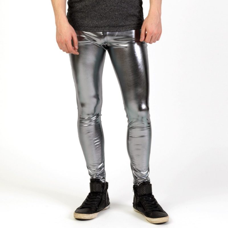 Speerise Men Shiny Leggings Metallic Spandex Full Length Man Meggings Tights For Guys - 1