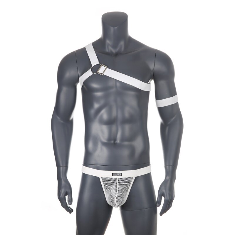 Mens Adjustable Sexy Harness Set With Backless Gstring Bikini Briefs Male Erotic Underwear - 6