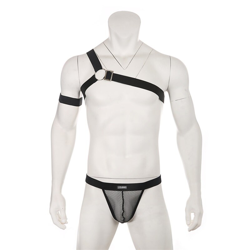 Mens Adjustable Sexy Harness Set With Backless Gstring Bikini Briefs Male Erotic Underwear - 5