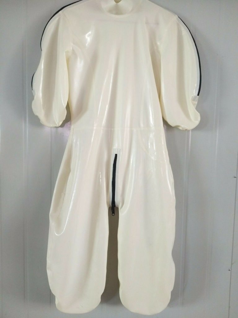 Gummi Latexanzug Zentai Catsuit Rubber Cosplay White Bodysuit 0 4mm Size Sxxl