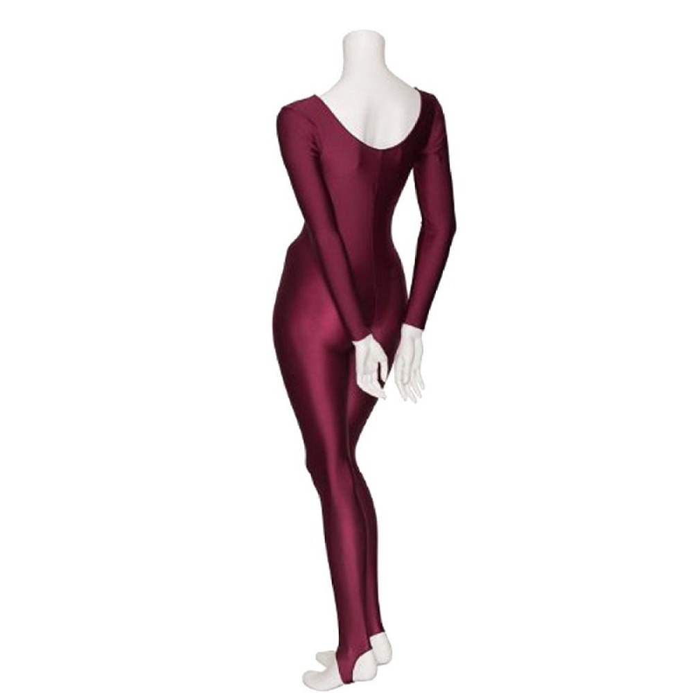 Speerise Womens Black Long Sleeve Unitard Shiny Spandex Stirrup Catsuit For Gymnastics Dance Full Body Dancewear Adult - 7
