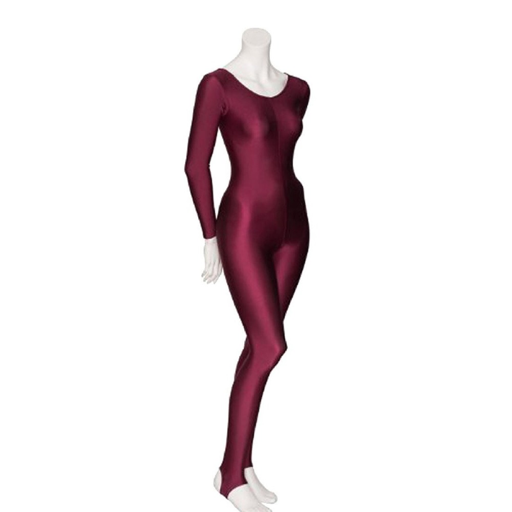 Speerise Womens Black Long Sleeve Unitard Shiny Spandex Stirrup Catsuit For Gymnastics Dance Full Body Dancewear Adult - 6