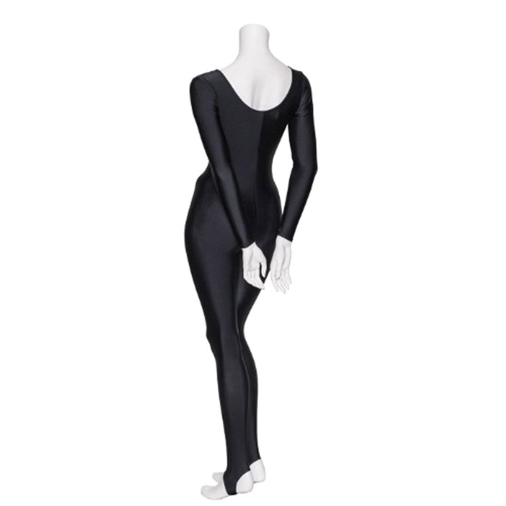Speerise Womens Black Long Sleeve Unitard Shiny Spandex Stirrup Catsuit For Gymnastics Dance Full Body Dancewear Adult - 2
